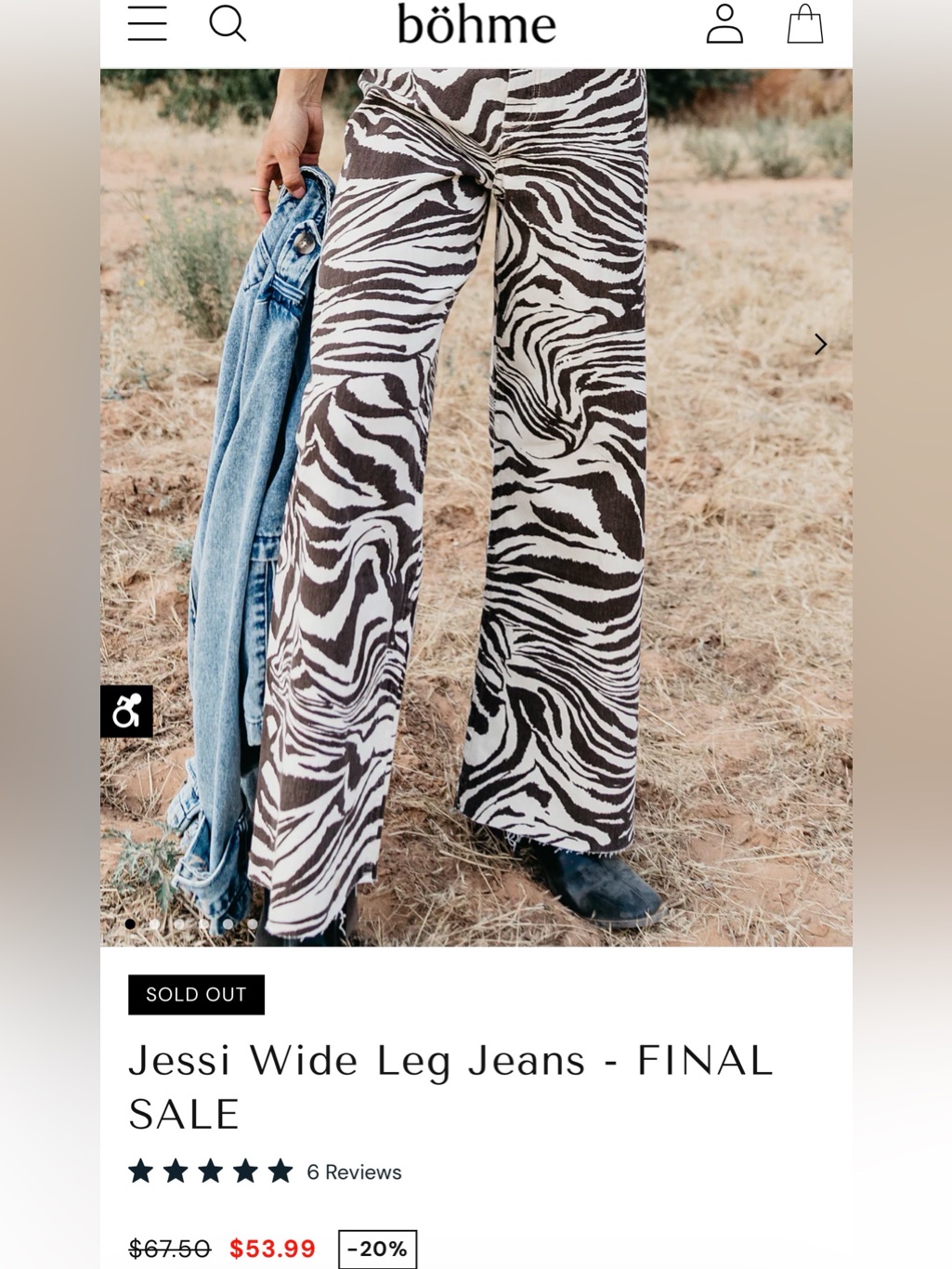 Bohme Zebra Print Wide-Leg Jeans In Black And White